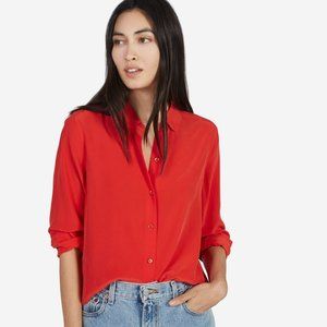 Everlane Silk Rounded Collar Persimmon M